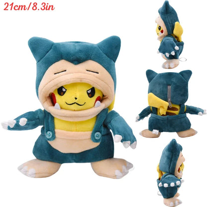 AaaaaPokemon Pikachu Cosplay Plush Toys Charizard Snorlax Garchomp Tyranitar Hydreigon Anime Eevee Lapras Morpeko Peluche Doll Gifts