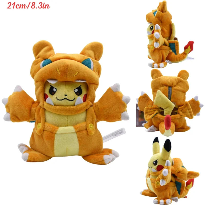 AaaaaPokemon Pikachu Cosplay Plush Toys Charizard Snorlax Garchomp Tyranitar Hydreigon Anime Eevee Lapras Morpeko Peluche Doll Gifts