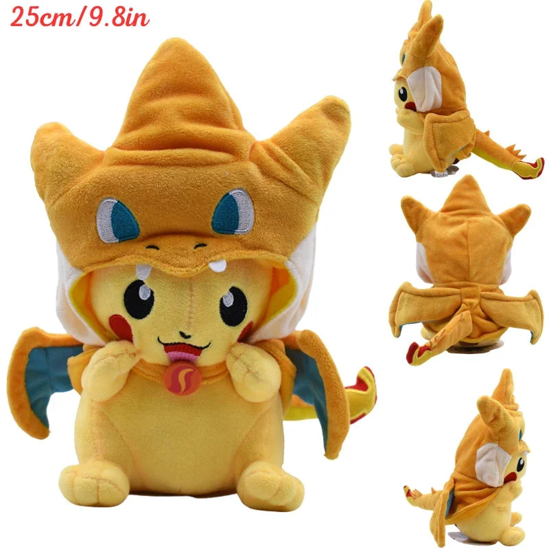 AaaaaPokemon Pikachu Cosplay Plush Toys Charizard Snorlax Garchomp Tyranitar Hydreigon Anime Eevee Lapras Morpeko Peluche Doll Gifts