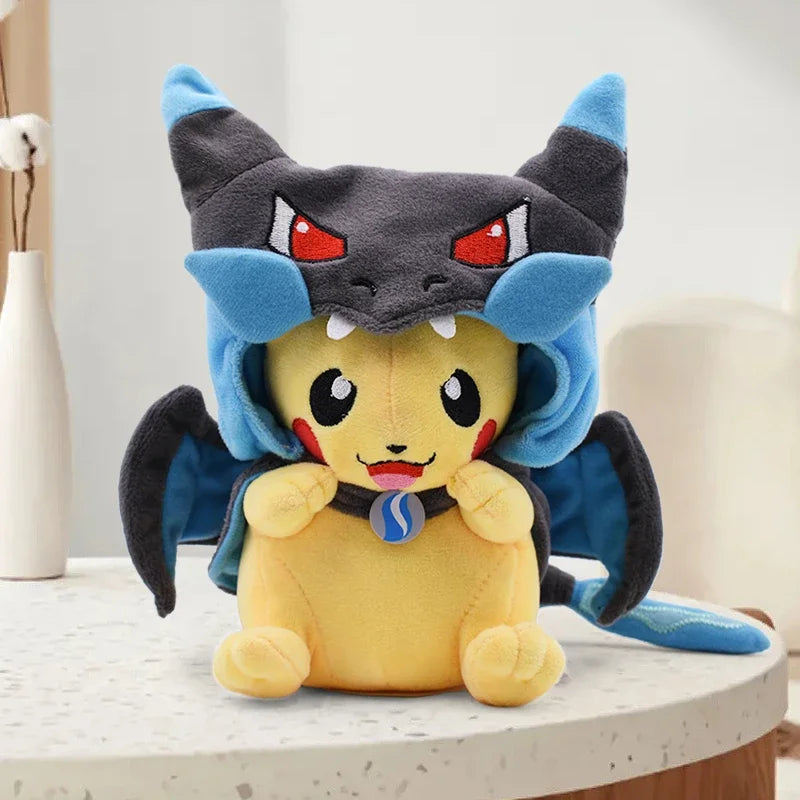 AaaaaPokemon Pikachu Cosplay Plush Toys Charizard Snorlax Garchomp Tyranitar Hydreigon Anime Eevee Lapras Morpeko Peluche Doll Gifts