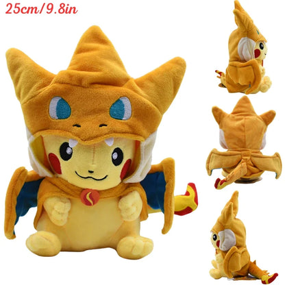 AaaaaPokemon Pikachu Cosplay Plush Toys Charizard Snorlax Garchomp Tyranitar Hydreigon Anime Eevee Lapras Morpeko Peluche Doll Gifts